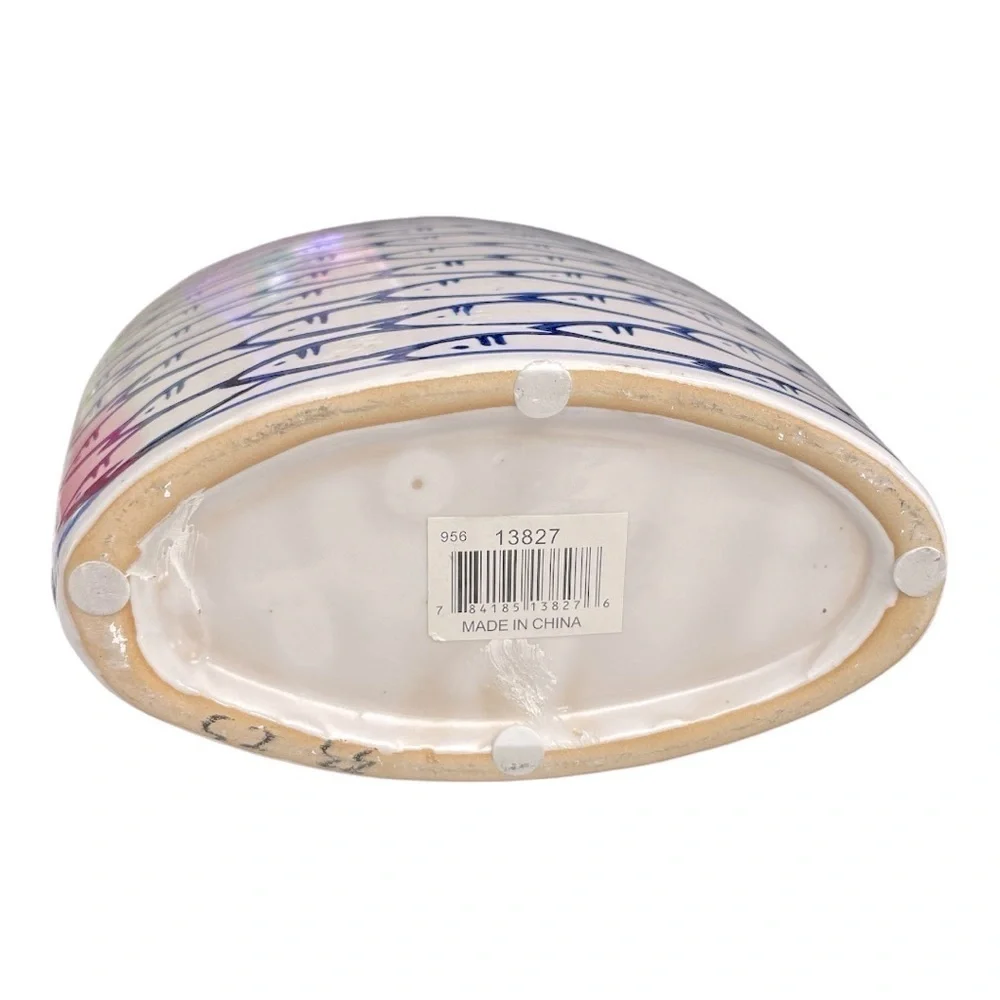 Barbara king Round Blue and White Hand Painted Accent Vase with Fish Pattern - Picture 5 of 8